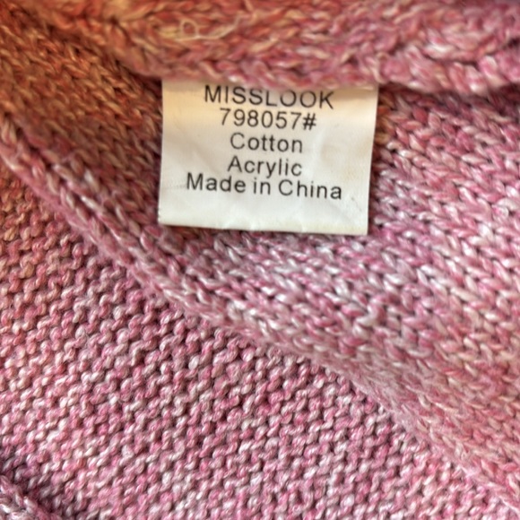 MISSLOOK Cardigan Sweater Pink/white marble knit Size-Small - Picture 9 of 10